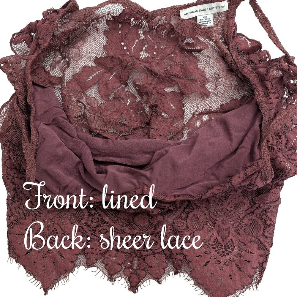 American Eagle Burgundy Rust XXS AE Ruffled Lace Cami Tank Top - Picture 3 of 9